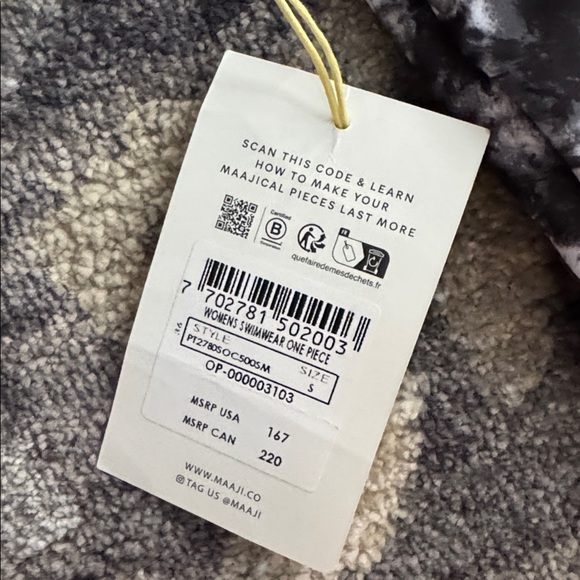 NWT Maaji Black and White Tie-Dye Swimsuit - Picture 6 of 11